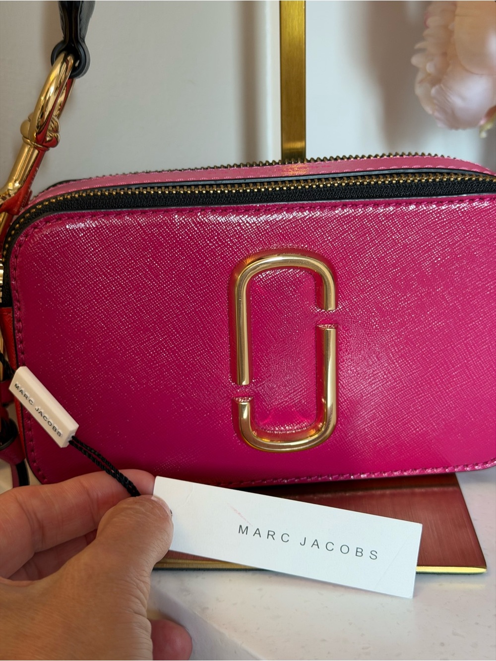 Marc Jacobs Hot Pink & Red Double-Zip Crossbody Camera Bag with Gold Hardware - Picture 7 of 15